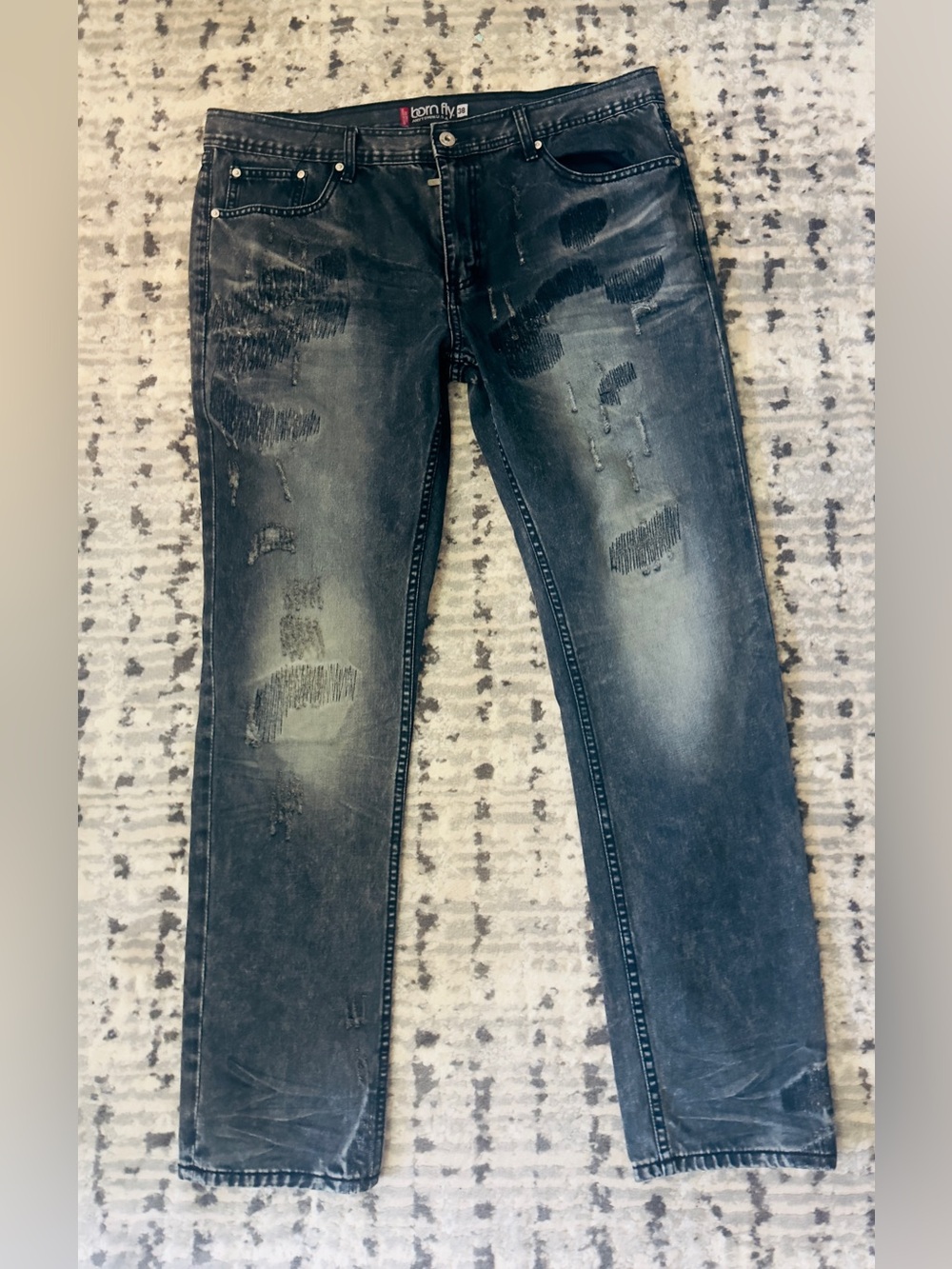 Bronx Fly Men's Black Distressed Skinny Jeans